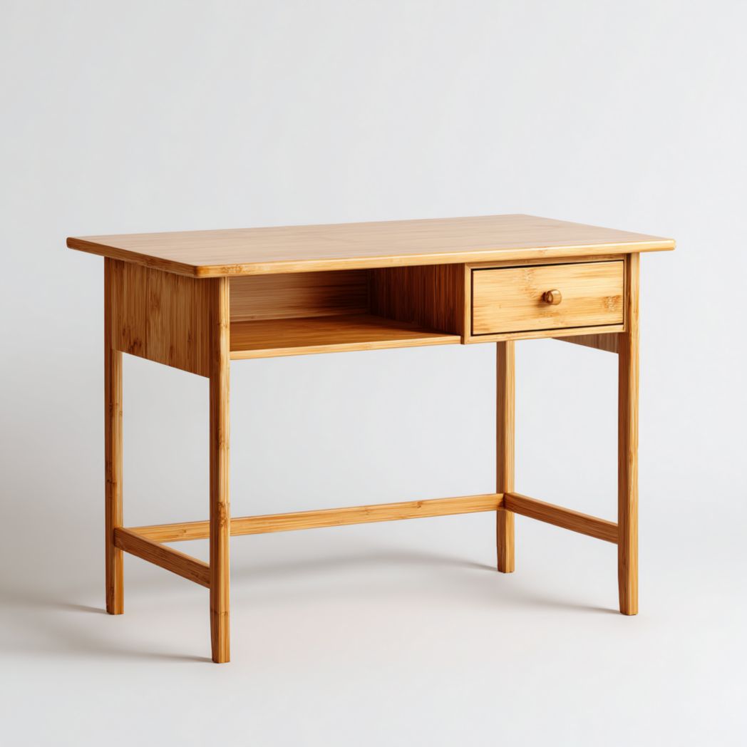 Scrivania in legno naturale con cassetto