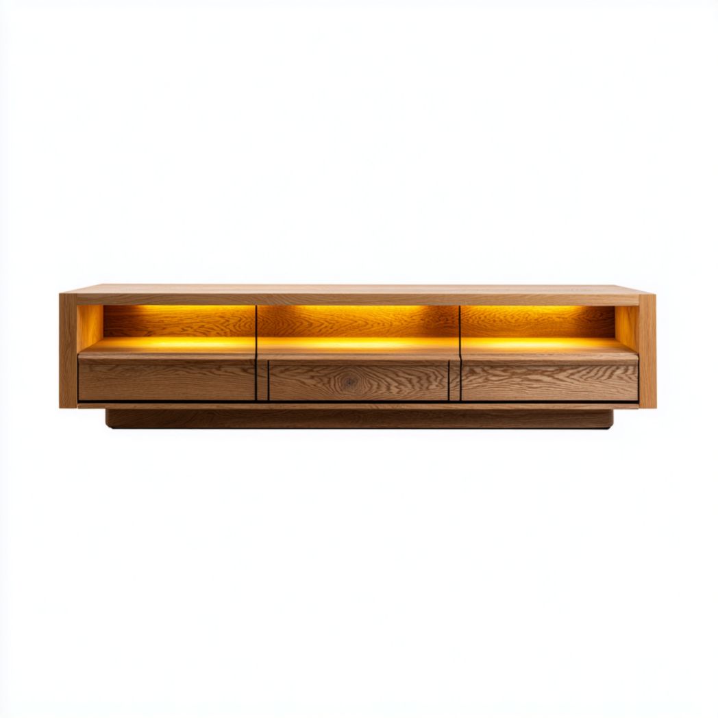 Mobile porta TV in legno di rovere con illuminazione LED